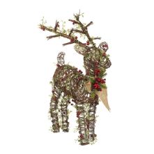 RATTAN REINDEER WITH BERRIES & BOW